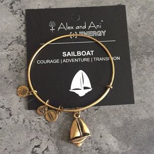 Gold Alex and Ani sailboat bracelet